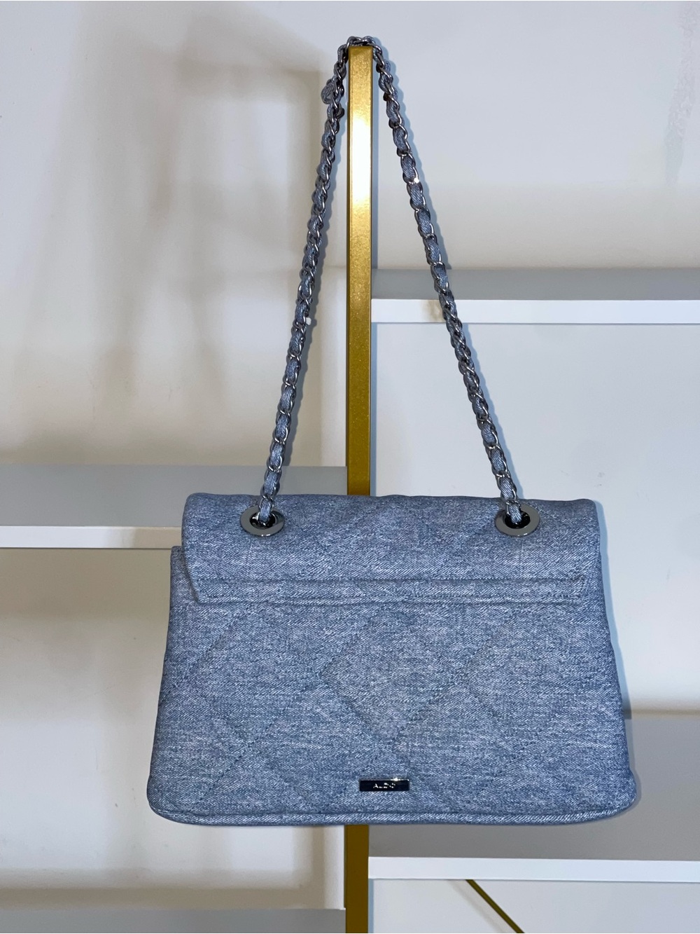 Aldo Quilted Denim Chain Strap Denim Handbag - Picture 5 of 6